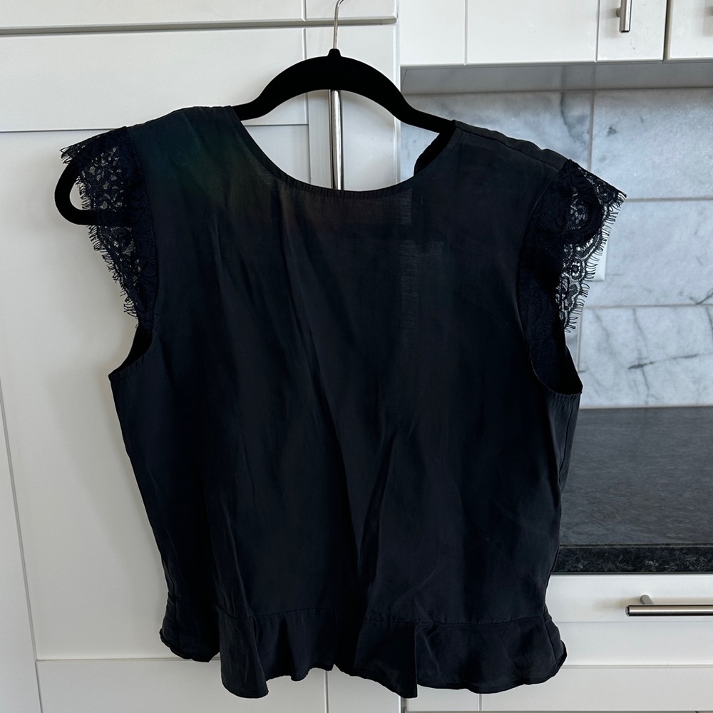 Zara Black Lace Cap Sleeve Blouse